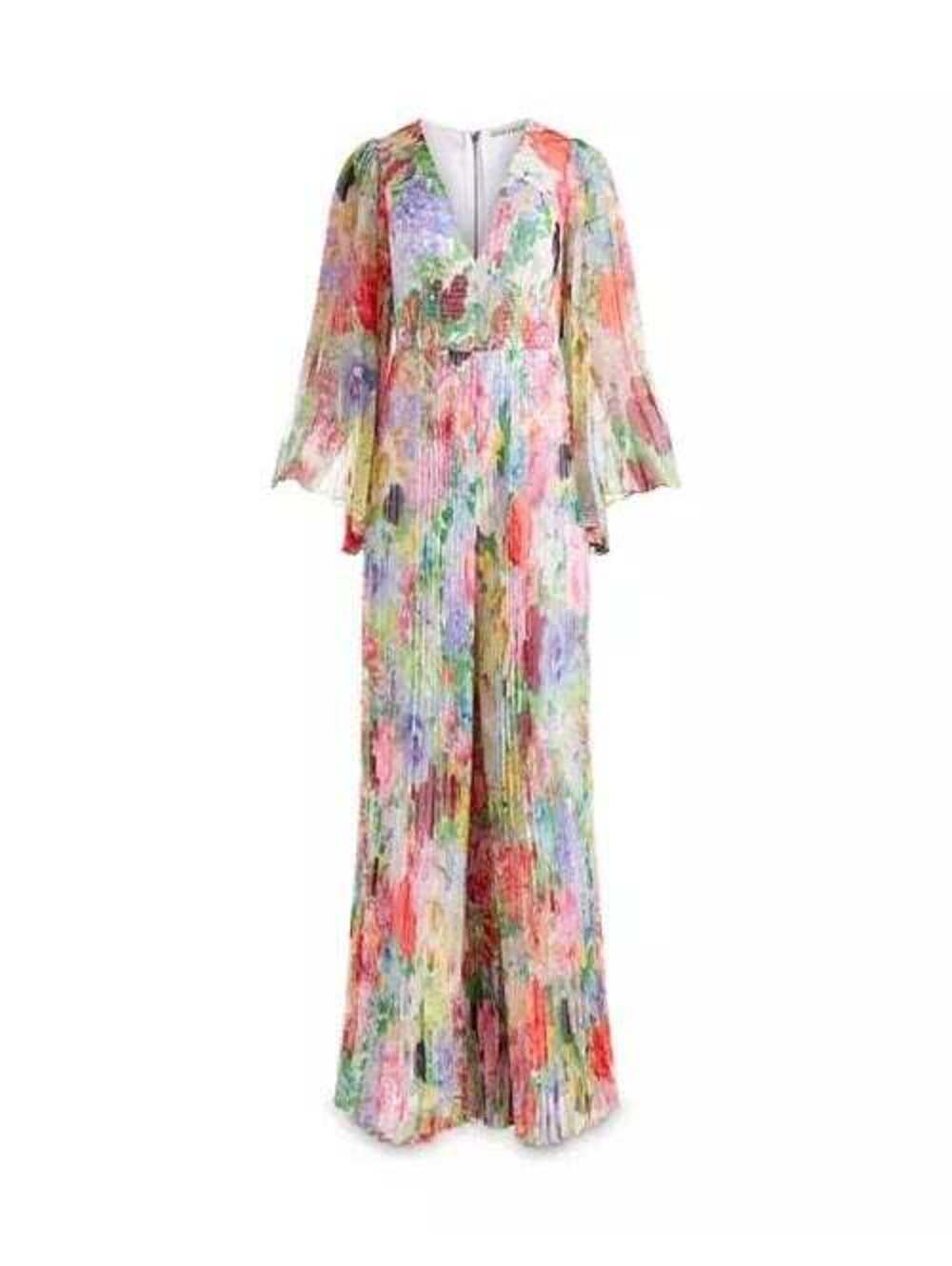 NWT Alice and Olivia Bennet Pleated Wide Leg Jumpsuit Sz 10 - Picture 5 of 9